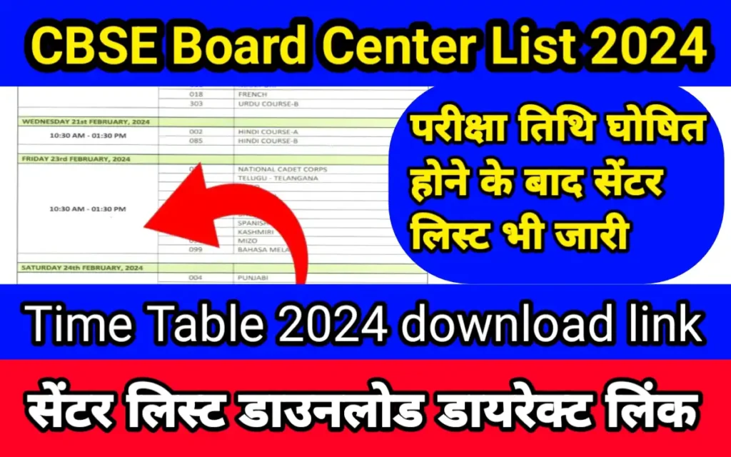 CBSE Board Center list 2024:- सीबीएसई बोर्ड सेंटर लिस्ट हुई जारी यहां से डायरेक्ट डाउनलोड करें सभी जिलों की सेंटर लिस्ट?